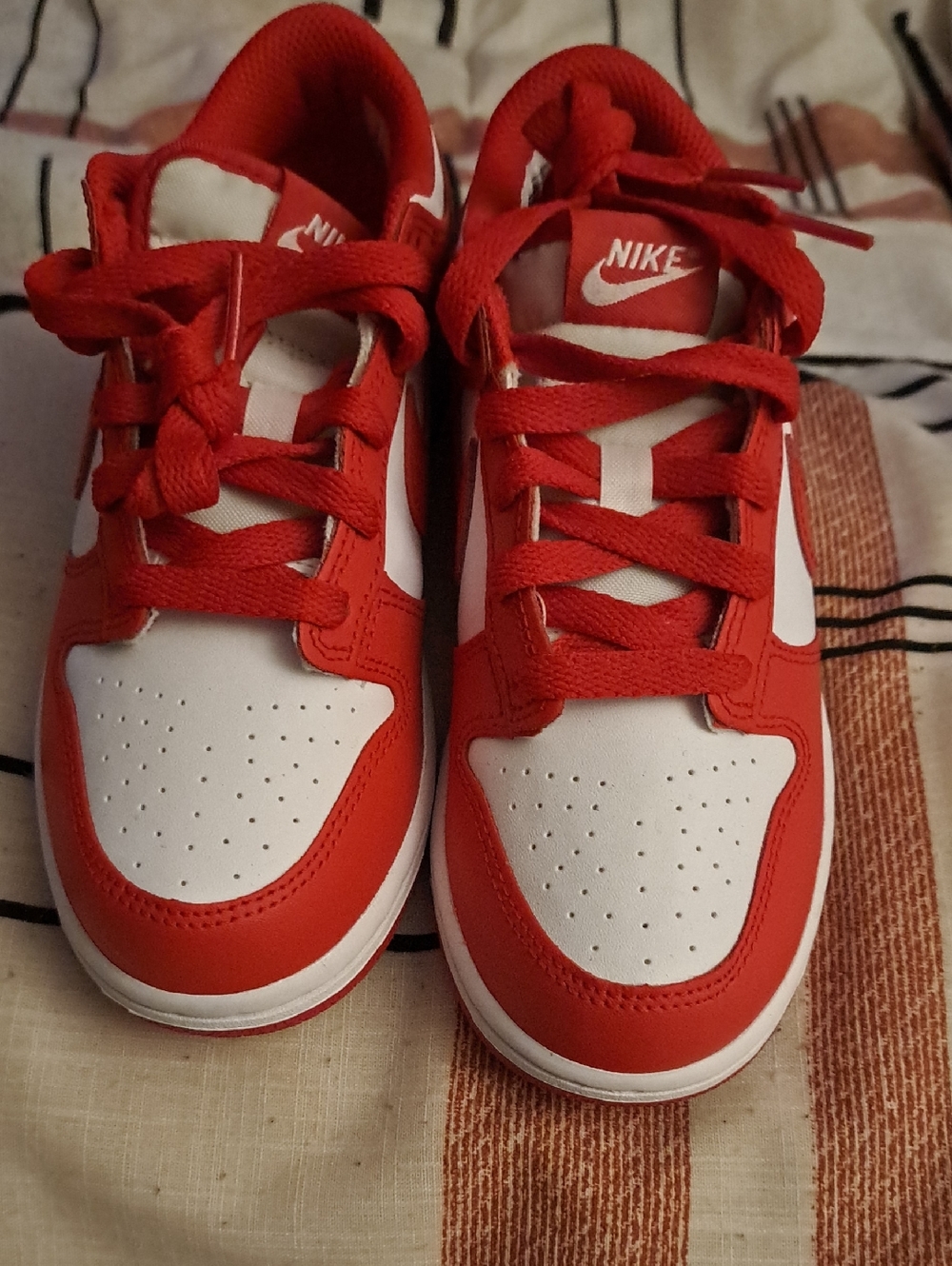 Nike Kids Red and White Low-Top Sneakers — Youth Athletic Shoes